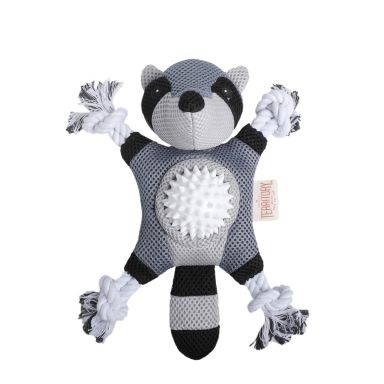 Multipet Bouncy Burrow Giocattolo Per Cani A Forma Di Procione 50cm - Senza Imbottitura, Con Palla Rimbalzante E Squeaker