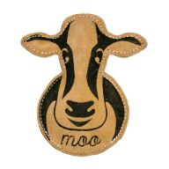 Natural Leather Cow Dog Toy