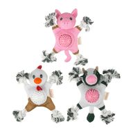 2-in-1 Farm Friends Fetch Ball Rope Tug Toy Pack